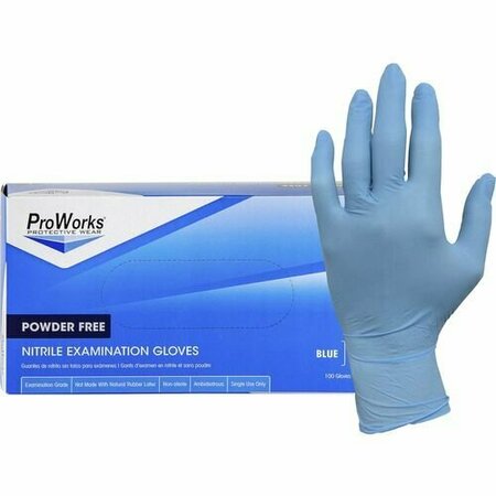 HOSPECO Nitrile Exam Gloves, 5.5 mil Palm Thickness, Nitrile, Powder-Free, M, 10 PK HOSGLN106FM